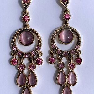 Pink and Gold Chandelier Drop Earrings